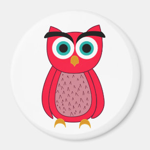 Mooie Roze Uil Illustratie Magneet