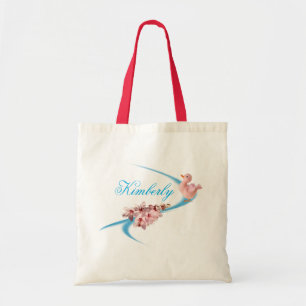 Mooie roze ventilator en driekleurige bridesmaïde tote bag