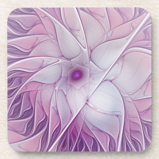 Mooie roze ventilator moderne Abstracte fractale k Bier Onderzetter (Voorkant)