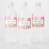 Mooie roze ventilator Sluiten Foto Waterfles Etiket (Flessen)