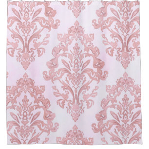 Mooie roze victoriaanse damast watercolor patroon douchegordijn