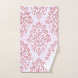 Mooie roze victoriaanse damast watercolor patroon handdoek