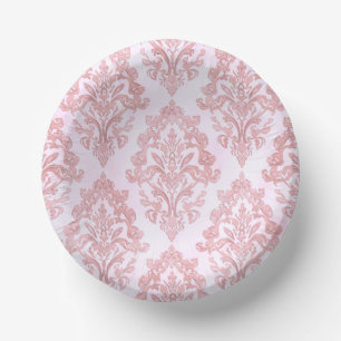 Mooie Roze Victoriaanse Damast Watercolor Patroon Papieren Kommen