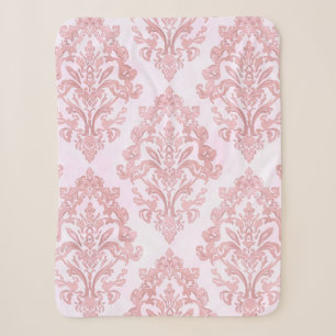 Mooie roze victoriaanse damast watercolor patroon sherpa deken