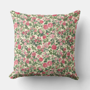 Mooie Roze Vintage Bloemen - Cottagecore Bloemstuk Kussen