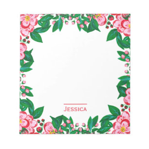 Mooie Roze Vintage Bloemrijke Lijst Persoonlijk Notitieblok