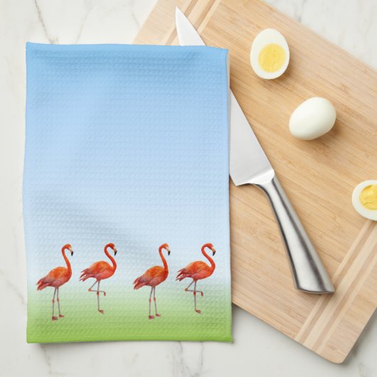 Mooie roze vlammen op lichtblauwe gradiënt theedoek (Quarter Fold)