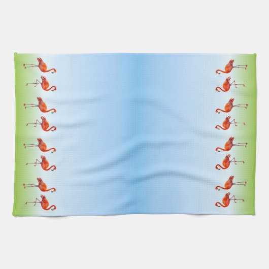 Mooie roze vlammen op lichtblauwe gradiënt theedoek (Horizontaal)