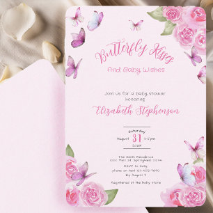 Mooie Roze Vlinder Baby Shower Uitnodiging