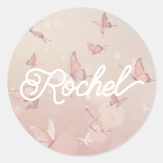Mooie roze vlinder feest Zakken Ronde Sticker