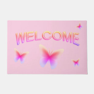 Mooie Roze Vlinder Welkom Deurmat
