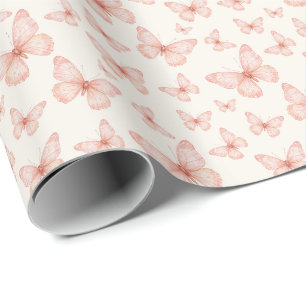Mooie roze vlinders cadeaupapier