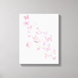 Mooie Roze Vlinders - Ingepakt Canvas