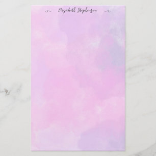 Mooie roze vrouwelijke waterverf aangepaste naam briefpapier