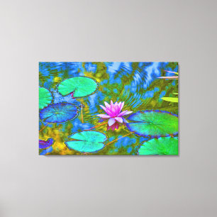 Mooie roze waterlat Lily Lotus bij Pond Canvas Afdruk