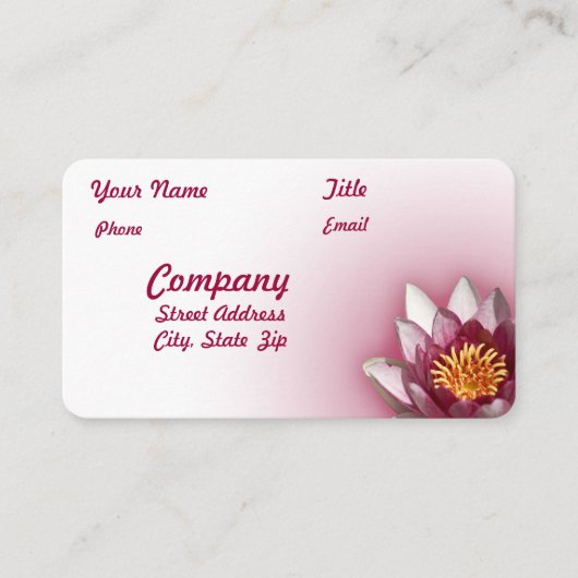 Mooie roze waterlelie foto tuinieren visitekaartje (Voorkant)