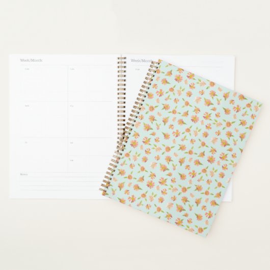 Mooie Roze Waterverf Bloemenpatroon Mint Planner (Display)