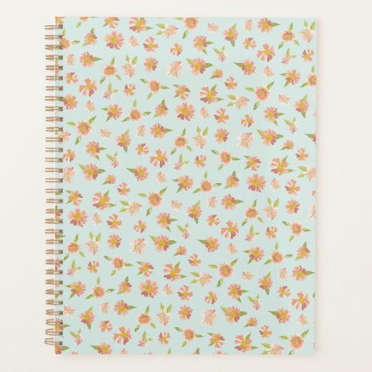 Mooie Roze Waterverf Bloemenpatroon Mint Planner (Voorkant)