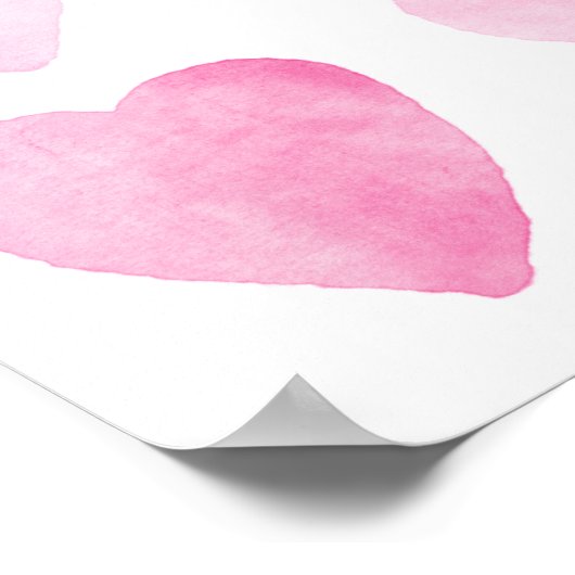 Mooie Roze Waterverf Harten Poster (Hoek)