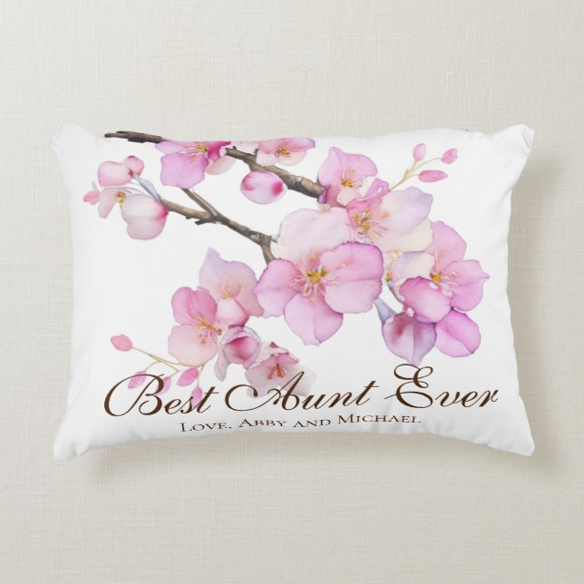 Mooie roze waterverf kersenbloesems tante accent kussen (Voorkant)