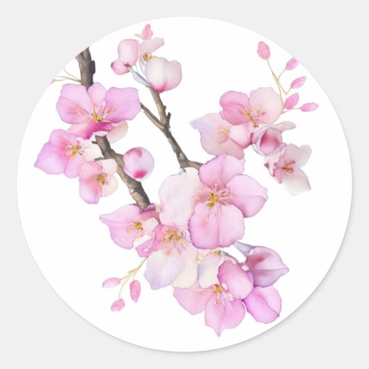Mooie roze waterverf kersenSakura bloesems Ronde Sticker (Voorkant)