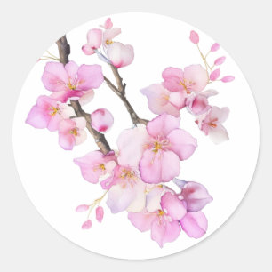 Mooie roze waterverf kersenSakura bloesems Ronde Sticker