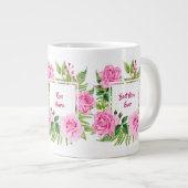 Mooie roze Waterverf Rozen Moederdag Extra Grote Beker (Voorkant rechts)