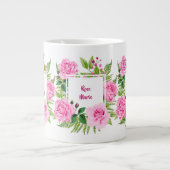 Mooie roze Waterverf Rozen Moederdag Extra Grote Beker (Voorkant)