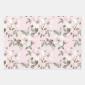 Mooie Roze Witte Bloemen Bruiloft Inpakpapier Vel (Voorkant)