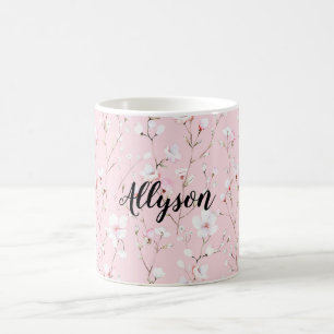 Mooie Roze Witte Bloemen Koffiemok