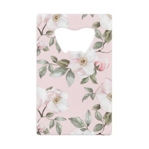 Mooie Roze Witte Bloemen   Kredietkaart Flessenopener