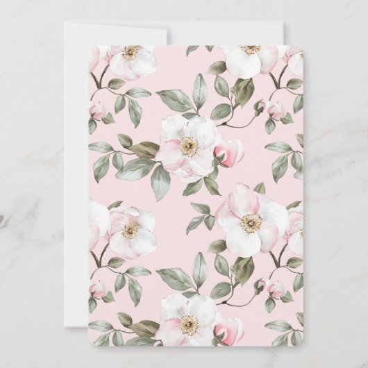 Mooie Roze Witte Bloemen Verjaardag Kaart (Achterkant)