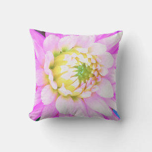 Mooie Roze, Witte en Gele Cactus Dahlia Macro Kussen