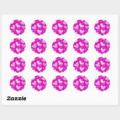 Mooie Roze Witte Gegekrabbelde Harten met Liefdess Ronde Sticker (Vel)