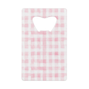 Mooie Roze Witte Geruite Blauwe Strepen Bruidsdouc Kredietkaart Flessenopener