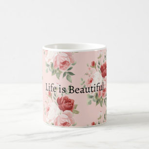 Mooie Roze Witte Rode Rozen Bloemig Schoon Koffiemok