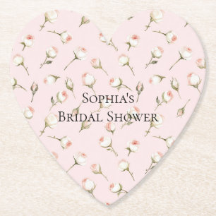 Mooie Roze Witte Rozen Bloemrijke Bruiloftsdouche Kartonnen Onderzetters