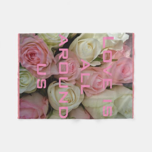 Mooie roze witte rozen, liefdesbank fleece deken (Voorkant (Horizontaal))
