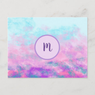 Mooie Roze Wolken Monogram Briefkaart