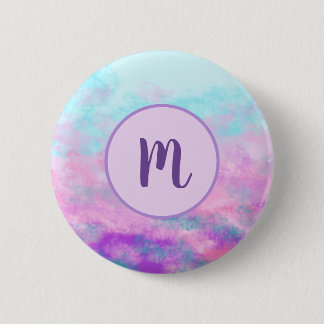 Mooie Roze Wolken Monogram Ronde Button 5,7 Cm