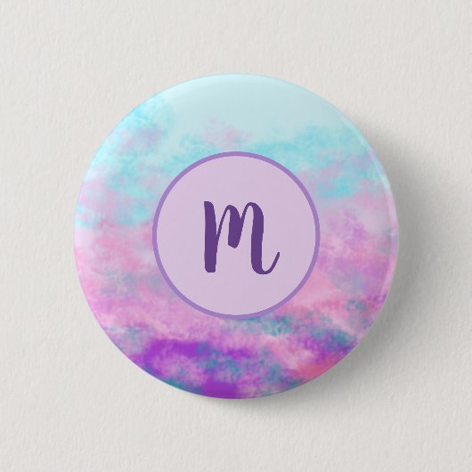 Mooie Roze Wolken Monogram Ronde Button 5,7 Cm (Voorkant)