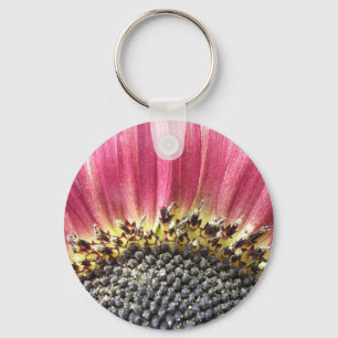 Mooie Roze Zonnebloem Sleutelhanger