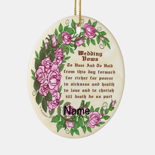 Mooie Rozen aangepaste bruiloft geloften Ornament (Rechts)