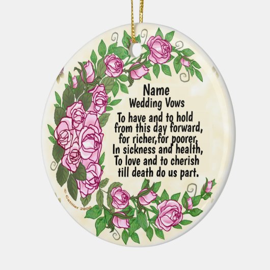 Mooie Rozen aangepaste bruiloft geloften ornament (Links)