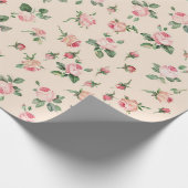 Mooie Rozen Bloemig Roze Perzik Crème Bruiloftsfee Cadeaupapier (Hoek)