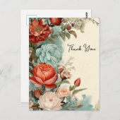 Mooie Rozen Bloemstuk Bedankt Briefkaart (Voorkant / Achterkant)