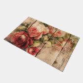 Mooie Rozen gekleurd op bijtend hout Deurmat (Schuin)