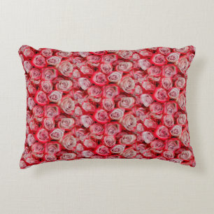 Mooie rozen in roze en rood bloemboeket accent kussen