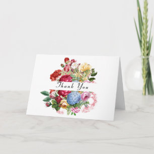 Mooie rozen met hortensia bloemstuk bedankje kaart