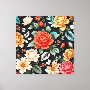Mooie Rozen met zwarte achtergrond kunst Canvas Afdruk